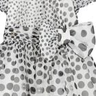 Girls White & Black Polka Dot Dress, 1, hi-res